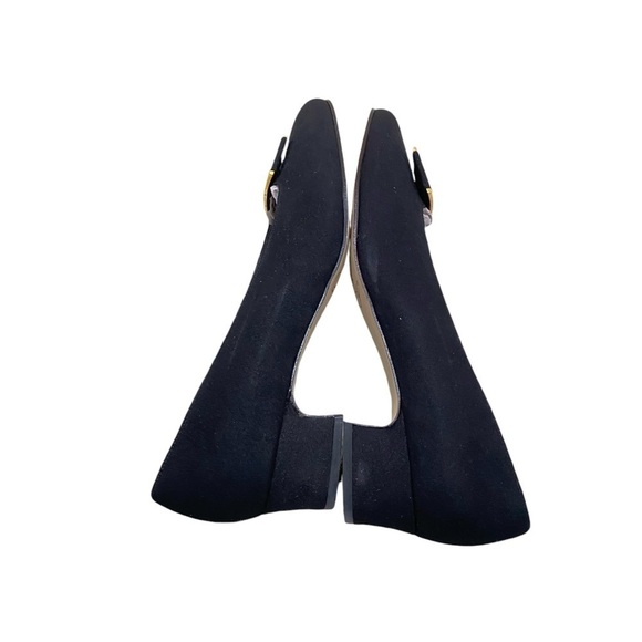 Selby comfort flex black suede 1 inch block heel shoes gold tone toe detail sz 9 - Picture 5 of 9